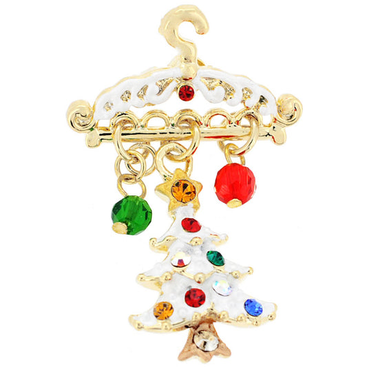 Christmas Tree With Hanger Swarovski Crystal Lapel Pin