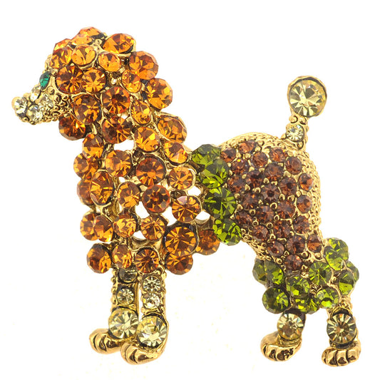 Topaz Poodle Crystal Animal Pin Brooch