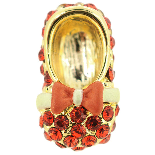 Padparadscha Bow Flat Crystal Shoes Brooch Pin