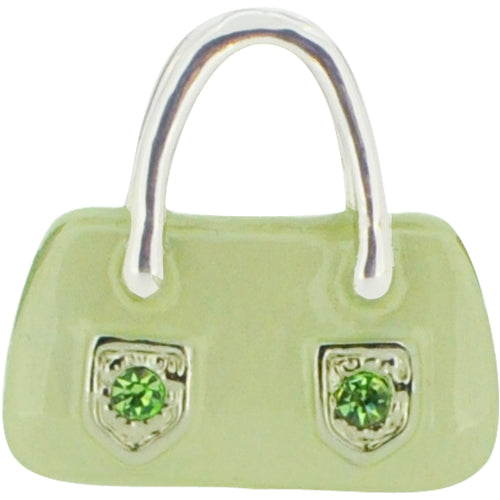 Swarovski Crystal Light Green Enamel Handbag Silver Pendant