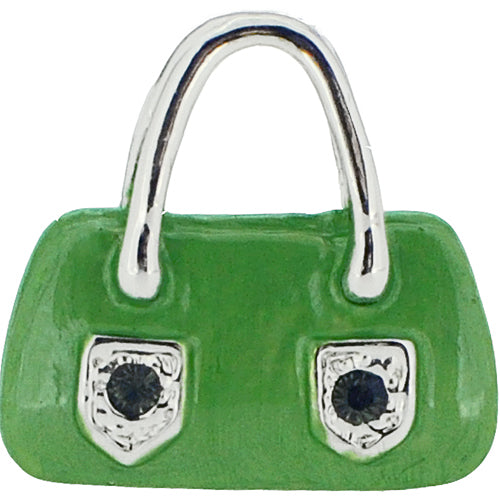 Swarovski Crystal Green Enamel Handbag Silver Pendant