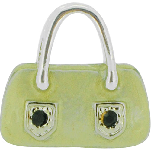 Swarovski Crystal Light Green Enamel Handbag Silver Pendant