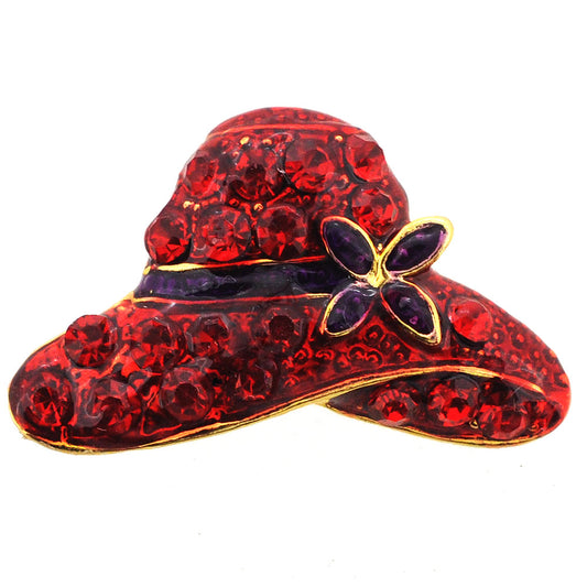 Swarovski Crystal Red Enamel Hat Golden Pendant